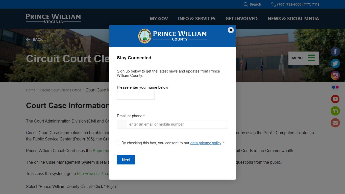 Court Case Information - Prince William County, Virginia